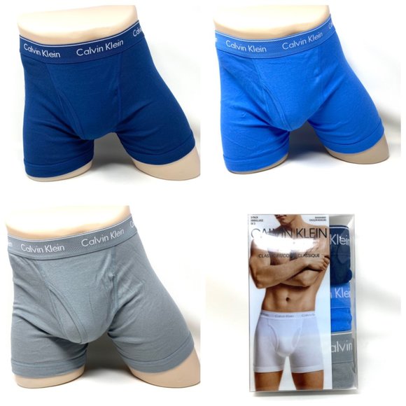 💖MEGA SALE💖Calvin Klein 3-Pack Men's Pure Cotton Blue Boxer Brief NB4003-935 - Picture 1 of 9